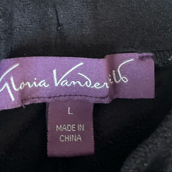Gloria Vanderbilt Womens Large Black Velour Sweatpants - Picture 2 of 5